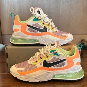 Nike Air Max 270 React in Orange and Green
